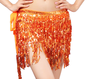 Belly Dance Hip Scarf Little Sequins orange
