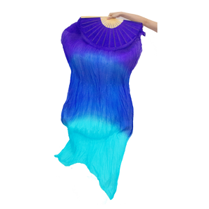 belly dancing silk fan veil purple blue turquoise