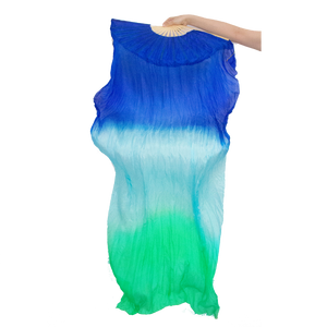 belly dancing silk fan veil blue turquoise green