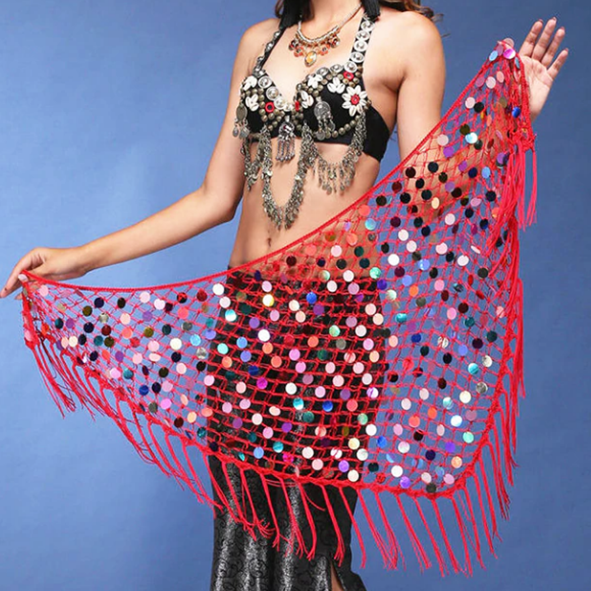 Belly Dance Hip Scarf Crochet and Sequins
