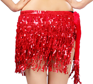 Belly Dance Hip Scarf Little Sequins red