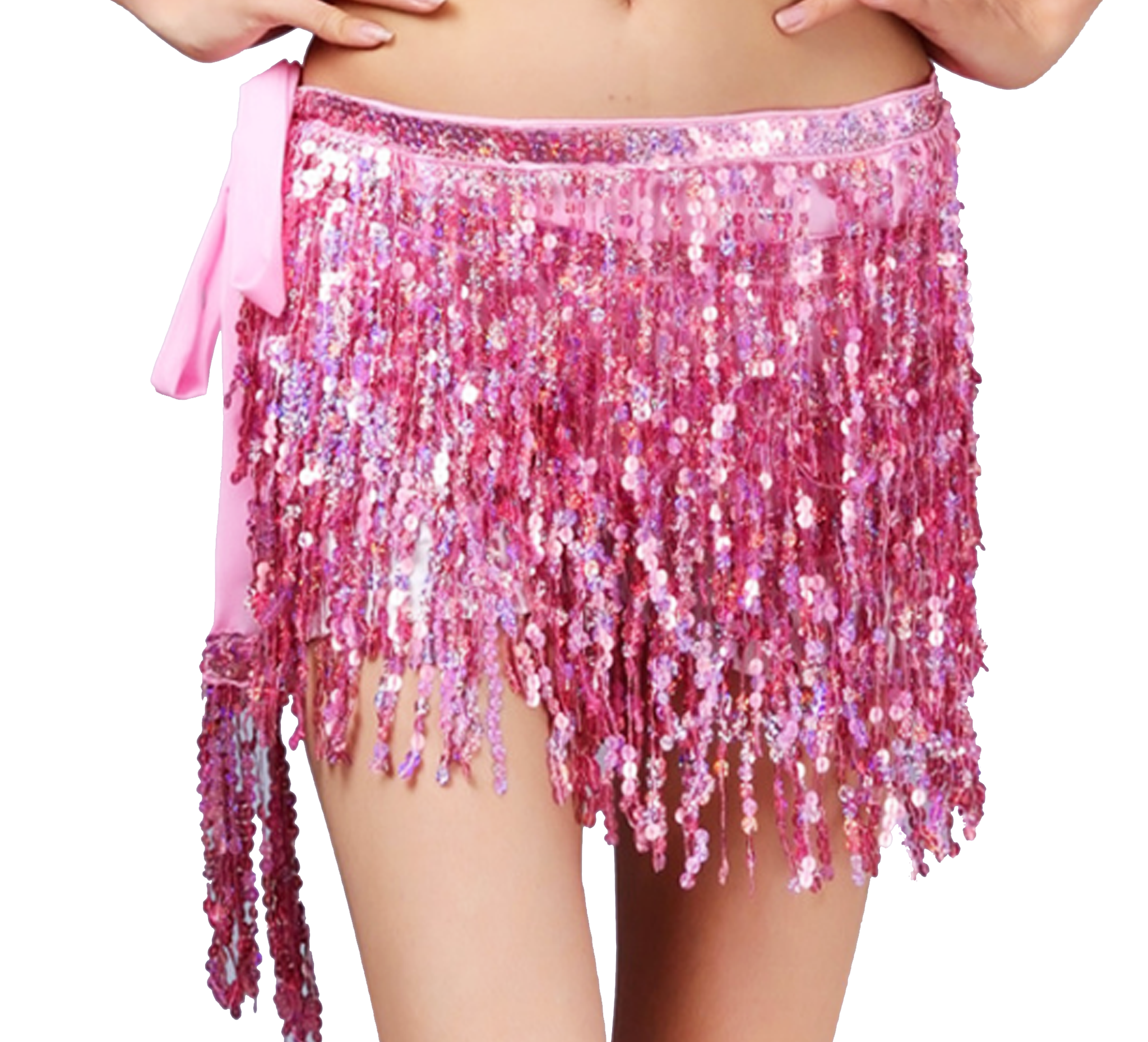 Belly Dance Hip Scarf Little Sequins pink