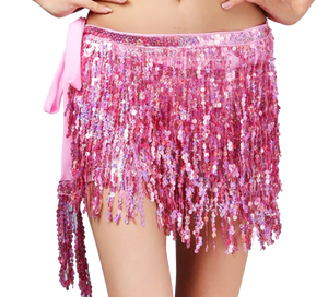 Belly Dance Hip Scarf Little Sequins pink