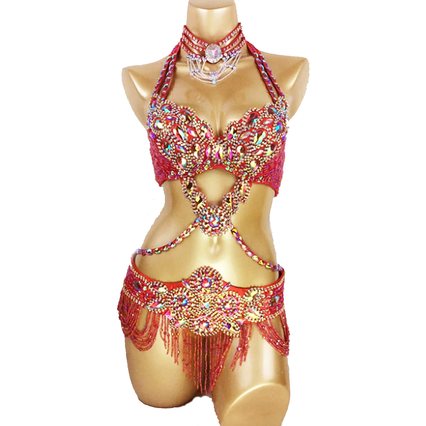 New Women's Beaded Sequins Belly Dance Costume Wear Bra Belt Necklace 3PC  Set Showgirl Ladies Bellydancing Costumes Bellydance Clothes - China  Halloween Costumes and Carnival Costumes price