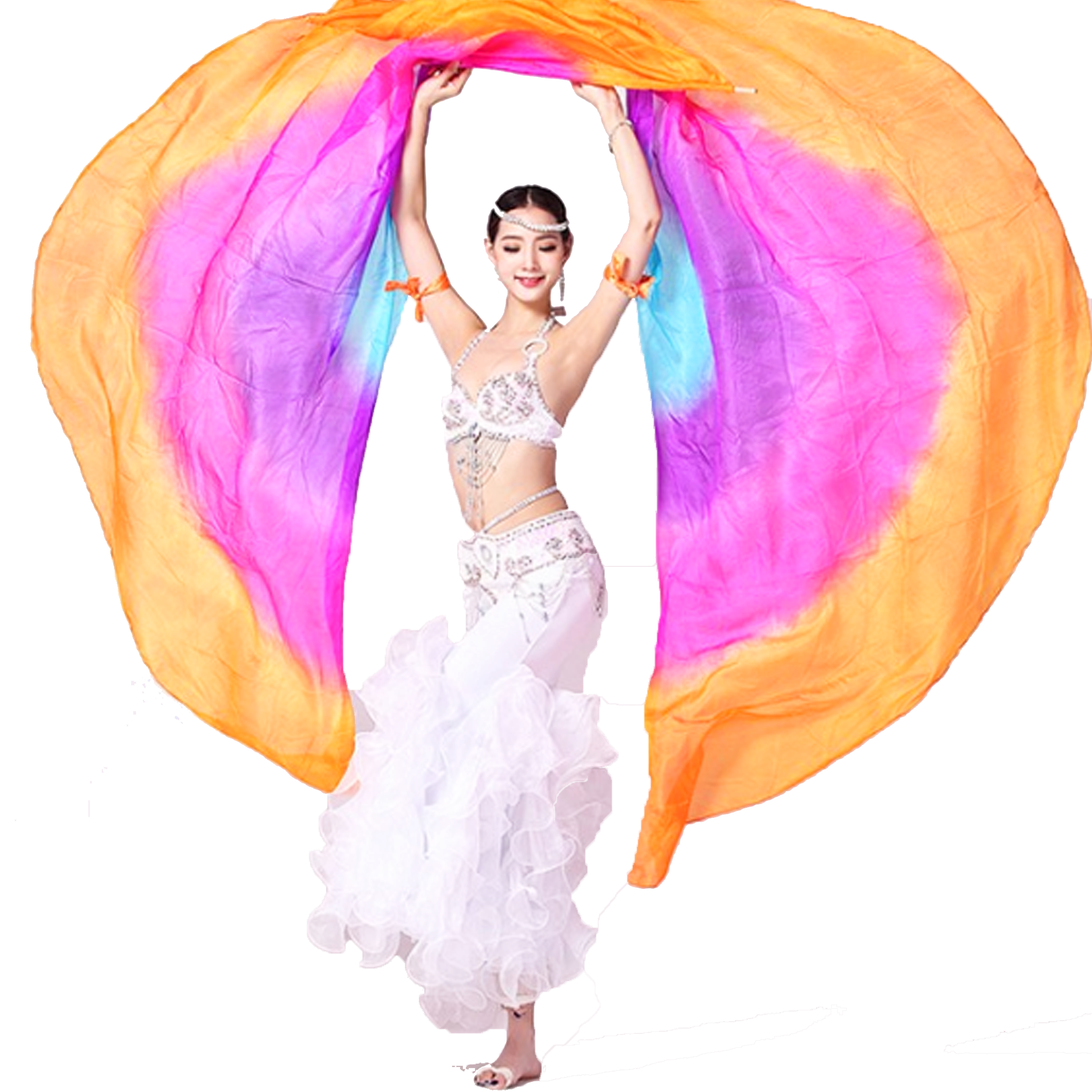 Belly dance silk veil wings with stick