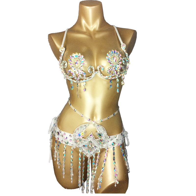 Samba Carnival Bra & Panty & belt Belly Dance Costume Set Hand Made 3 Piece Belly  dancing B001