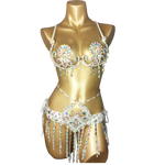 Samba Carnival Wire Bra and Belt Costume 2pcs/Set with Rainbow stones