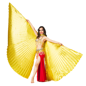 Belly dance wings isis with stick gold
