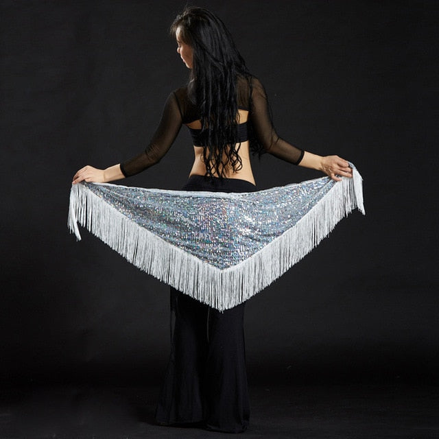 Belly Dance Hip Scarf Sequin dancewear for women silver
