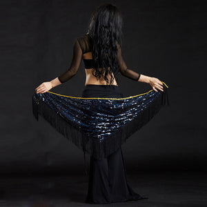 Belly Dance Hip Scarf Sequin dancewear for women black