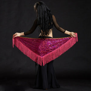Belly Dance Hip Scarf Sequin dancewear for women fuchsia
