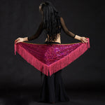 Belly Dance Long Tassel With Sequins Scarf