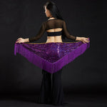 Belly Dance Hip Scarf Sequin dancewear for women purple