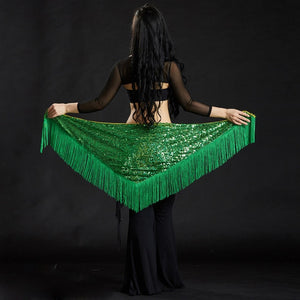 Belly Dance Hip Scarf Sequin dancewear for women green
