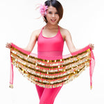belly dance hip scarf with coins clothes long belts triangle sequin for women