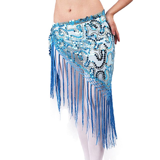 belly dance hip scarf with coins clothes long belts triangle sequin for women long tassel