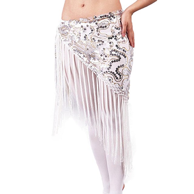 belly dance hip scarf with coins clothes long belts triangle sequin for women long tassel