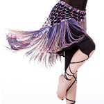 Multicolored Belly Dancing Stretchy Long Tassel Knit Triangle Shawls